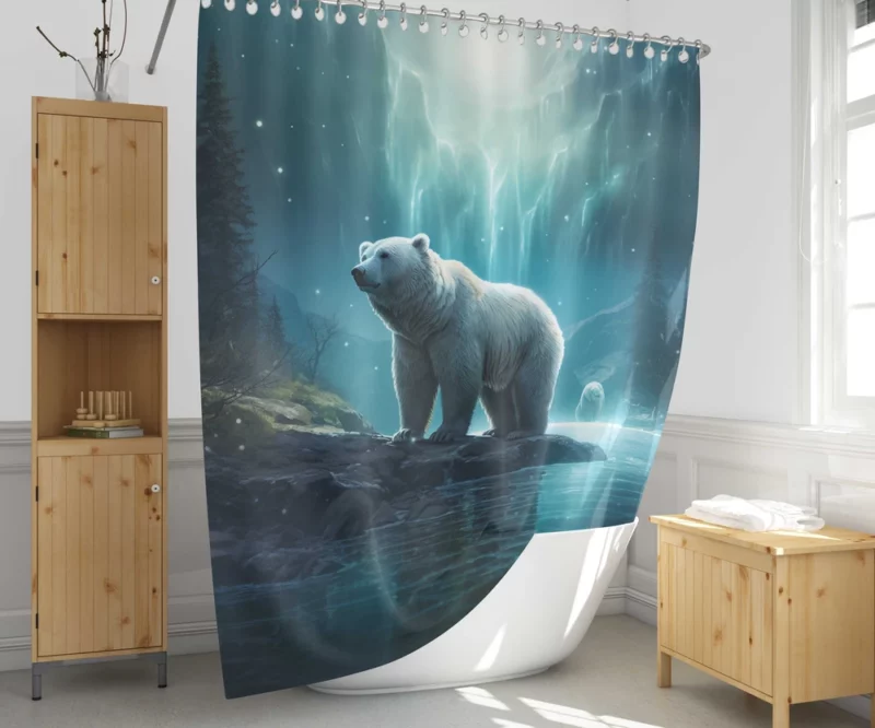 Polar Bear on a Rock in the Ocean Shower Curtain 1