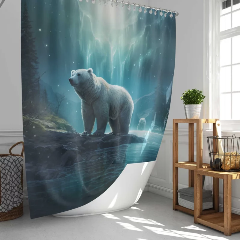 Polar Bear on a Rock in the Ocean Shower Curtain