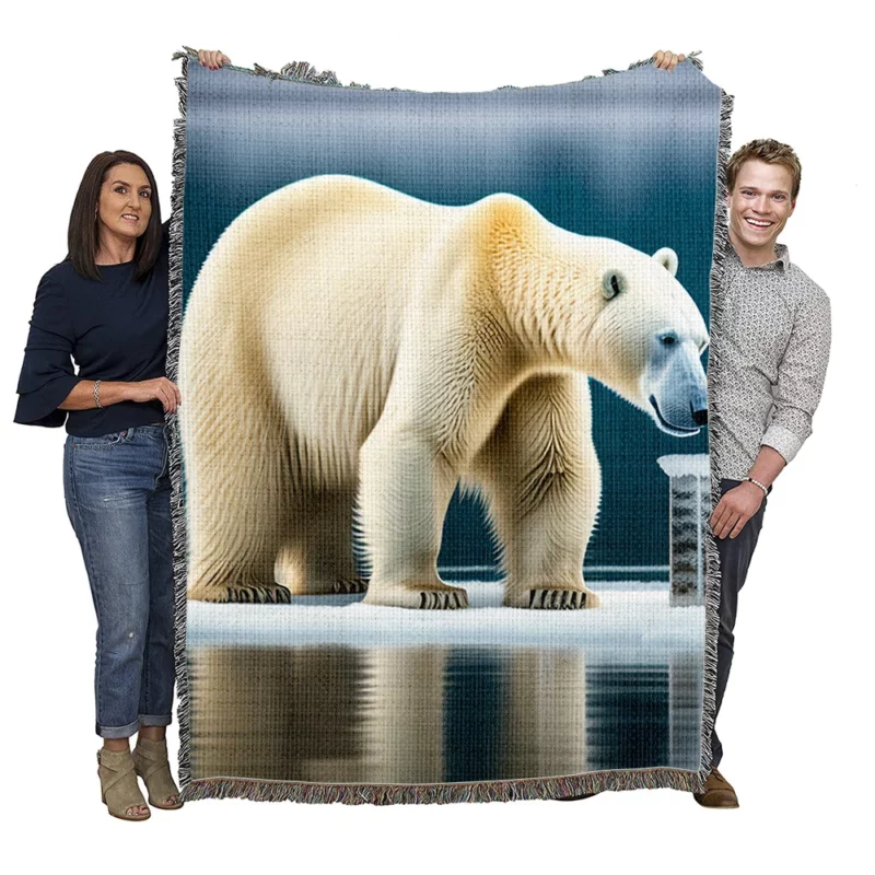 Polar Bear on an Ice Floe Woven Blanket