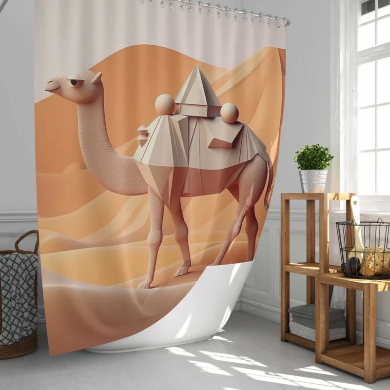 Polygonal Camel Illustration Shower Curtain