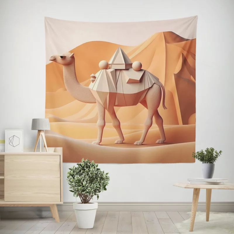 Polygonal Camel Illustration Wall Tapestry