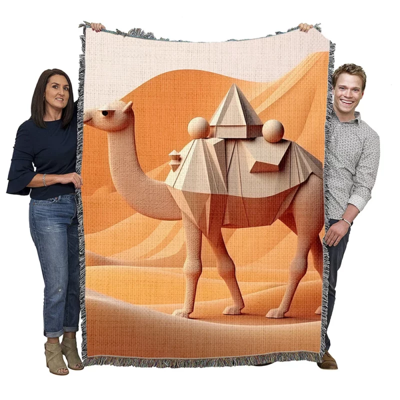 Polygonal Camel Illustration Woven Blanket