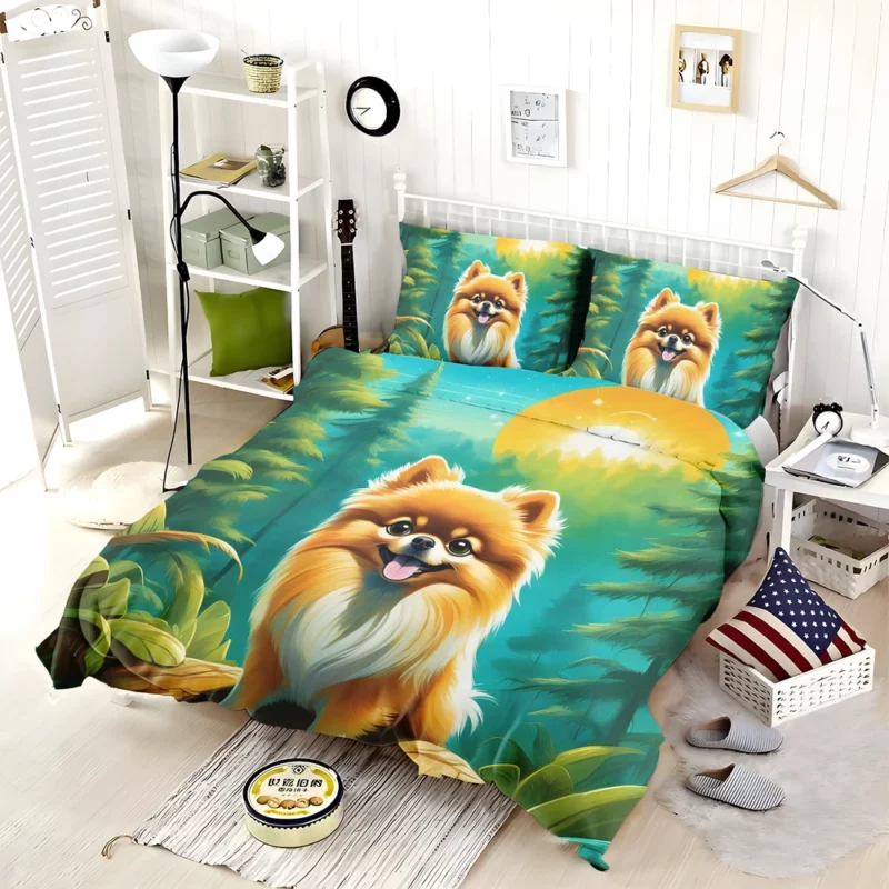 Pomeranian Charm Furry Companion Dog Bedding Set