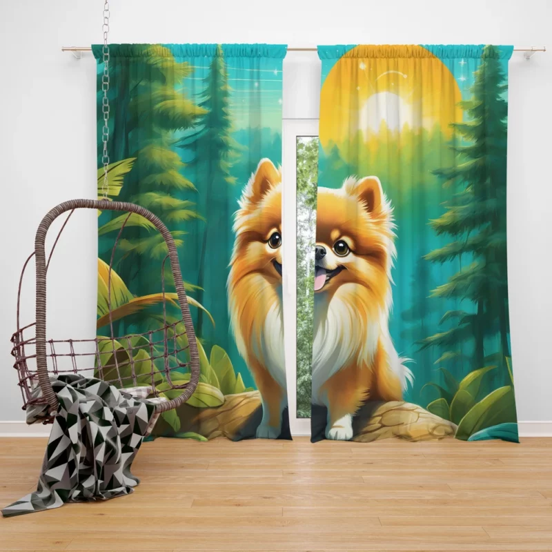 Pomeranian Charm Furry Companion Dog Curtain