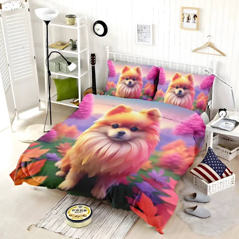 Pomeranian Puff Petite Dog Charm Bedding Set