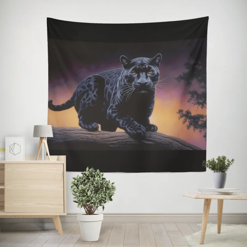 Portrait of a Malaysian Black Panther Wall Tapestry