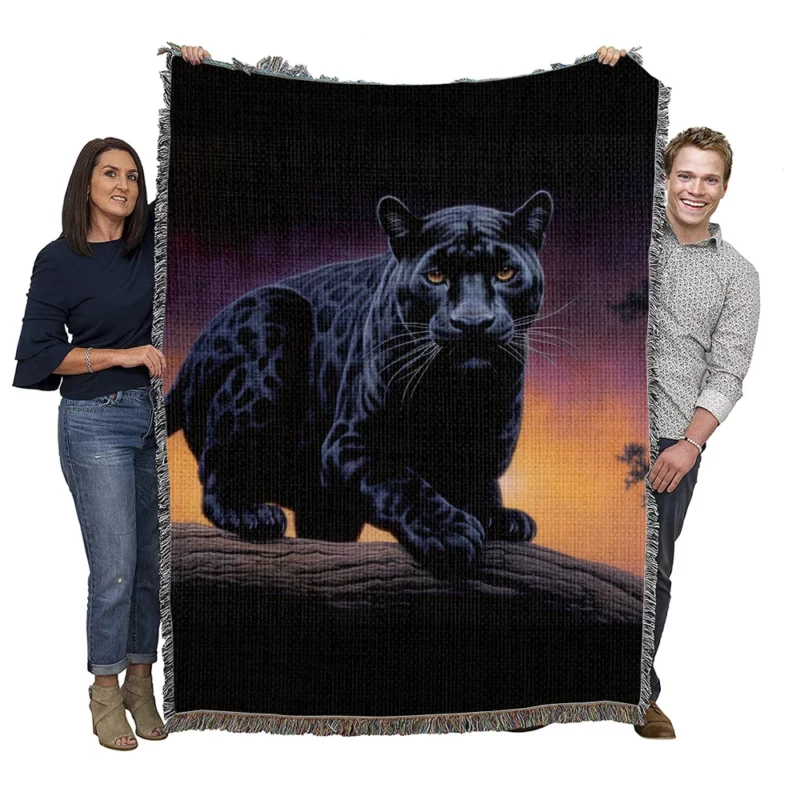 Portrait of a Malaysian Black Panther Woven Blanket