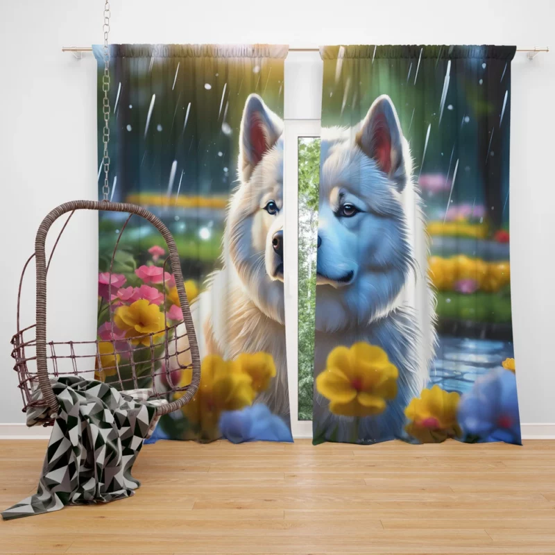 Powerful Akita Guardian Dog Strength Curtain