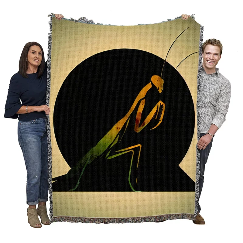 Praying Mantis Logo Design Woven Blanket