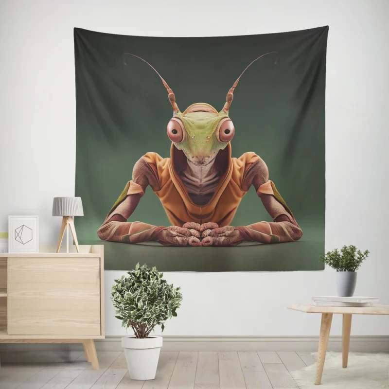 Praying Mantis Workout Art Wall Tapestry