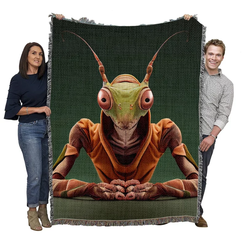 Praying Mantis Workout Art Woven Blanket