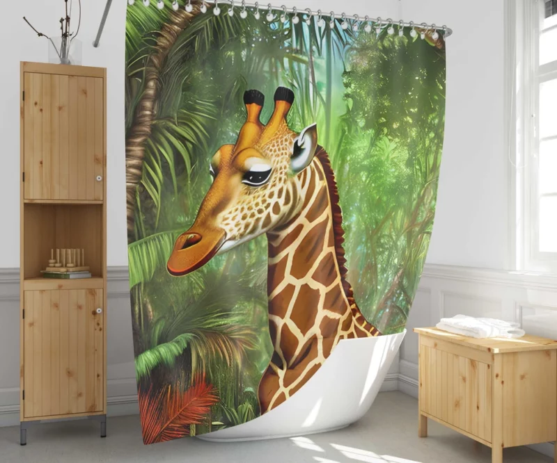 Psychedelic Giraffe Artwork Shower Curtain 1