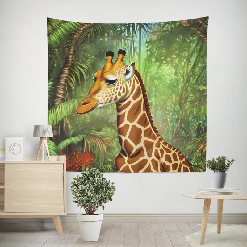 Psychedelic Giraffe Artwork Wall Tapestry