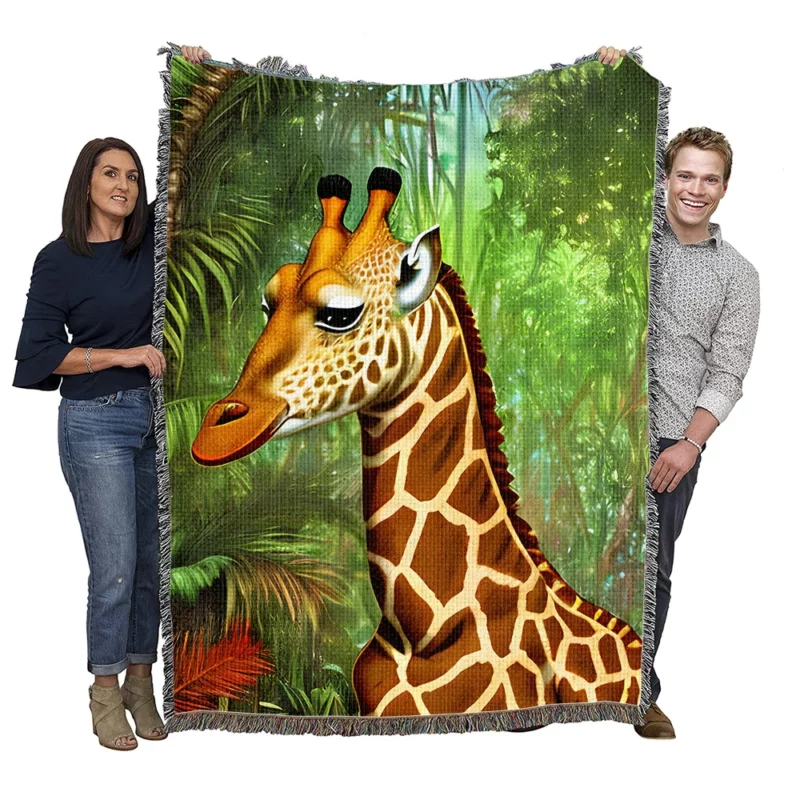 Psychedelic Giraffe Artwork Woven Blanket