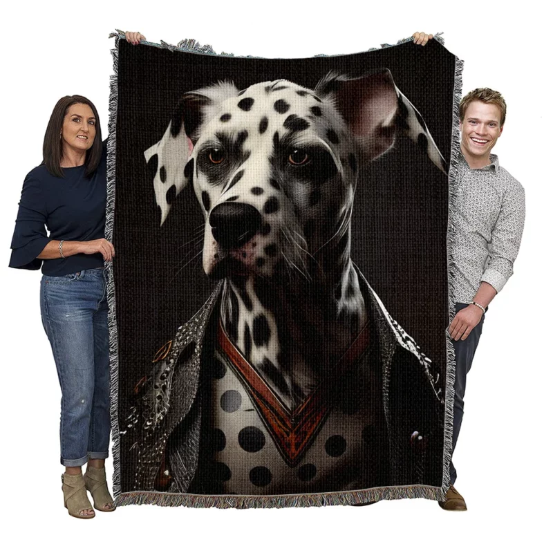 Punk Rock Dalmatian Puppy Woven Blanket