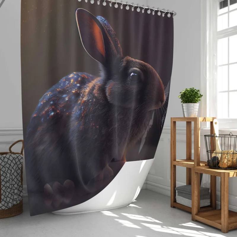 Rabbit Render on Dark Background Shower Curtain