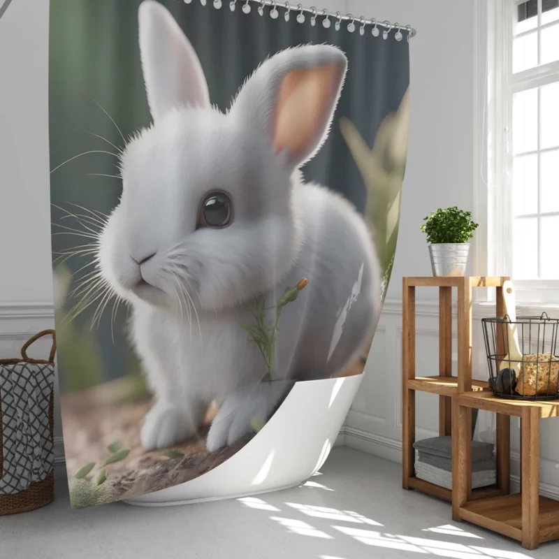 Rabbit With Carrot Animation Shower Curtain