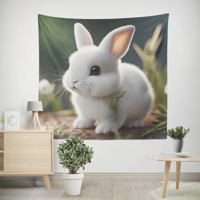 Rabbit With Carrot Animation Wall Tapestry