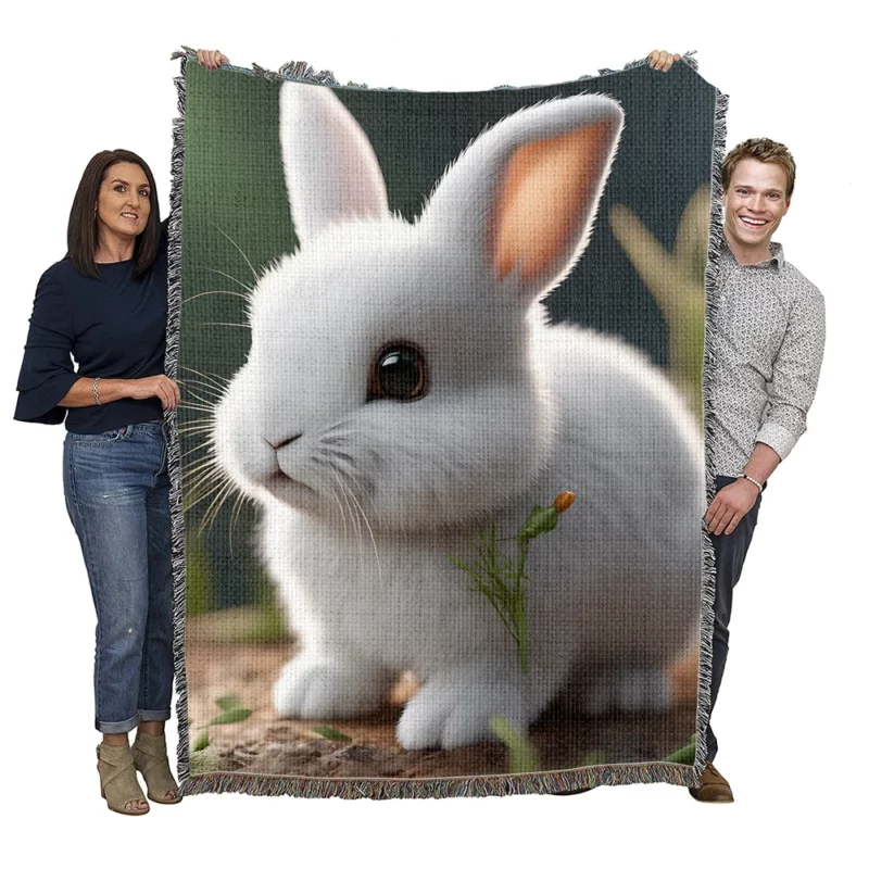 Rabbit With Carrot Animation Woven Blanket