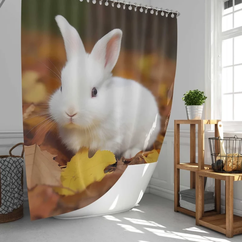 Rabbit in Autumn Leaves Shower Curtain