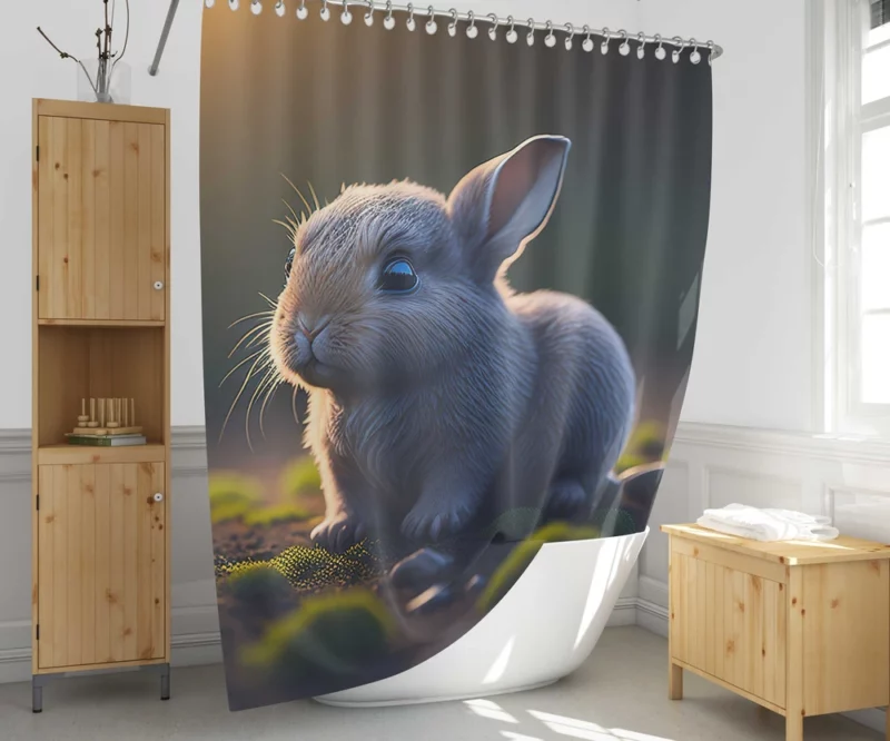 Rabbit in Grassland Shower Curtain 1