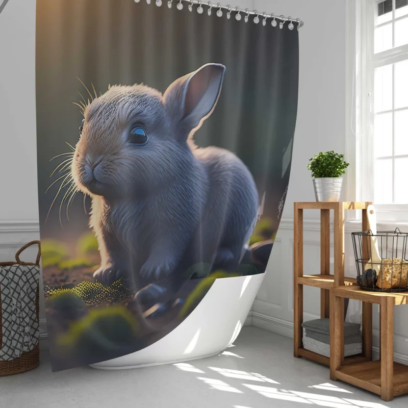 Rabbit in Grassland Shower Curtain