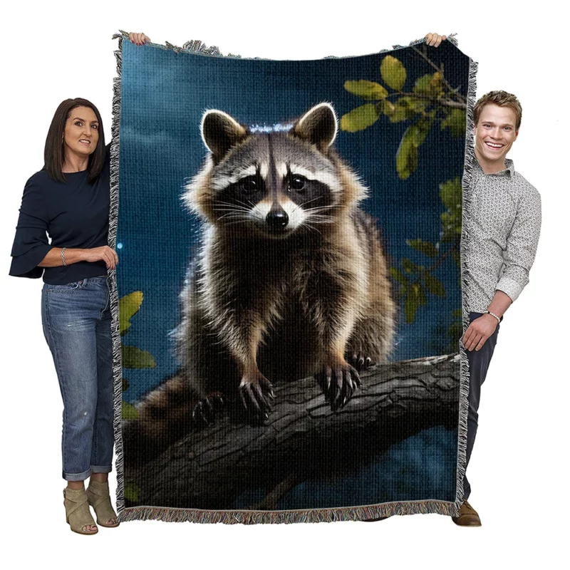 Raccoon Vibrant Patterned Encounter Woven Blanket