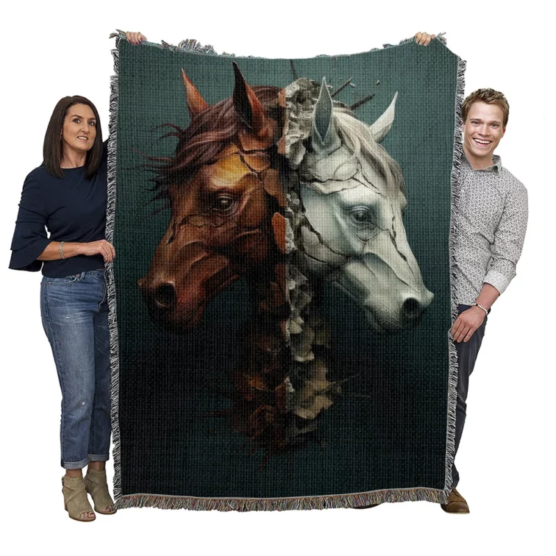 Race Horse Theme Woven Blanket