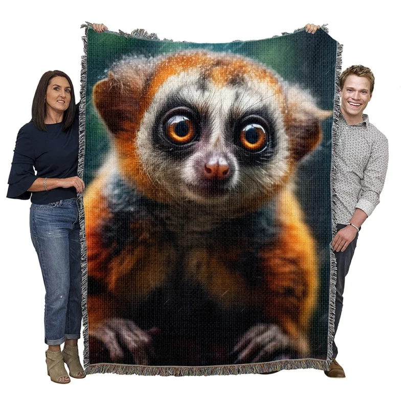 Rainy Day Ring-Tailed Lemur Woven Blanket