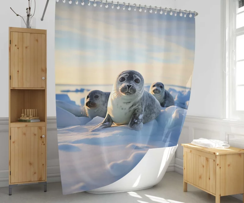 Realistic Seal Art AI-Generated Pictures Shower Curtain 1