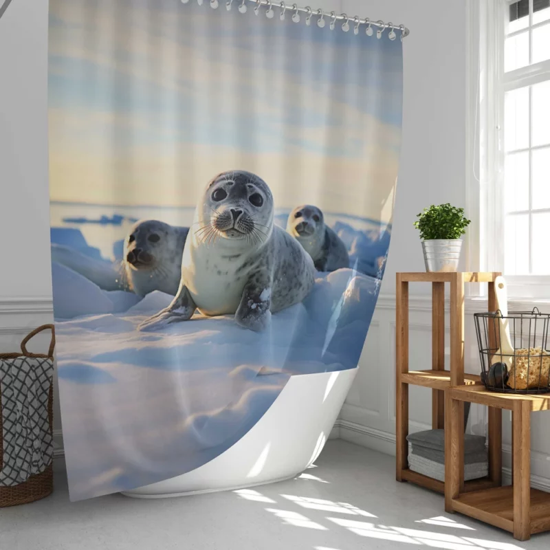 Realistic Seal Art AI-Generated Pictures Shower Curtain