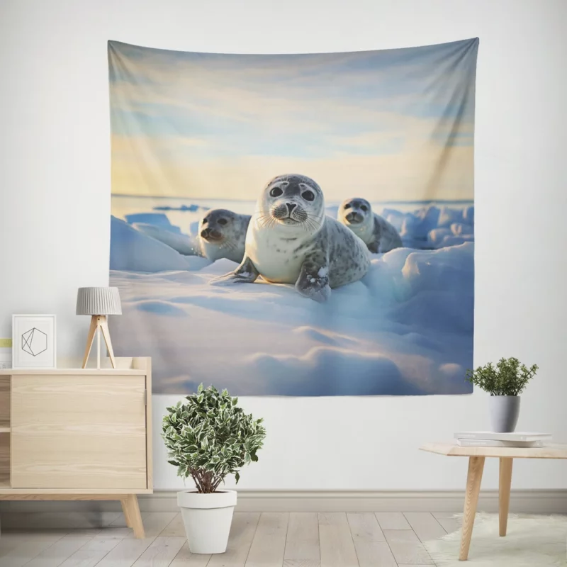 Realistic Seal Art AI-Generated Pictures Wall Tapestry