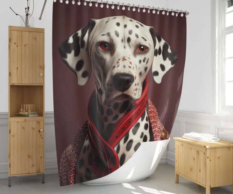 Red Dalmatian With Red Eyes Shower Curtain 1