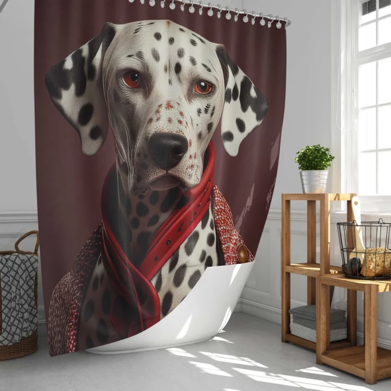 Red Dalmatian With Red Eyes Shower Curtain