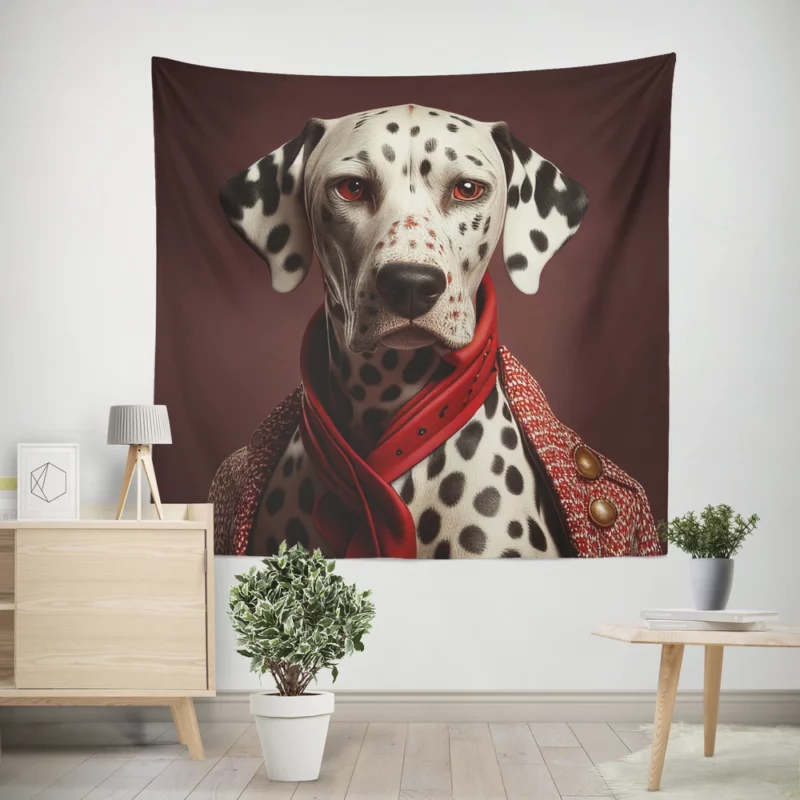 Red Dalmatian With Red Eyes Wall Tapestry