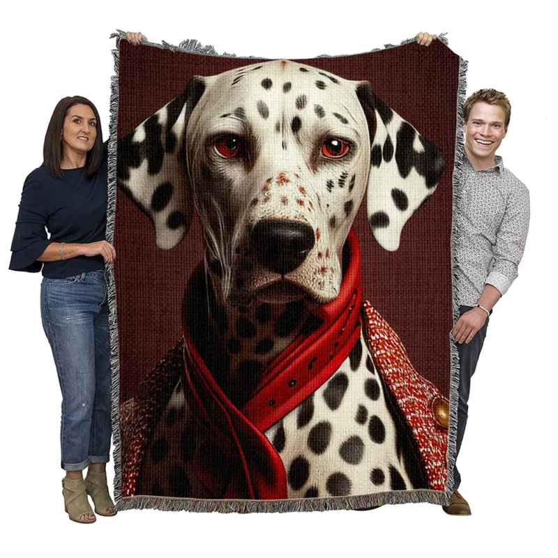 Red Dalmatian With Red Eyes Woven Blanket