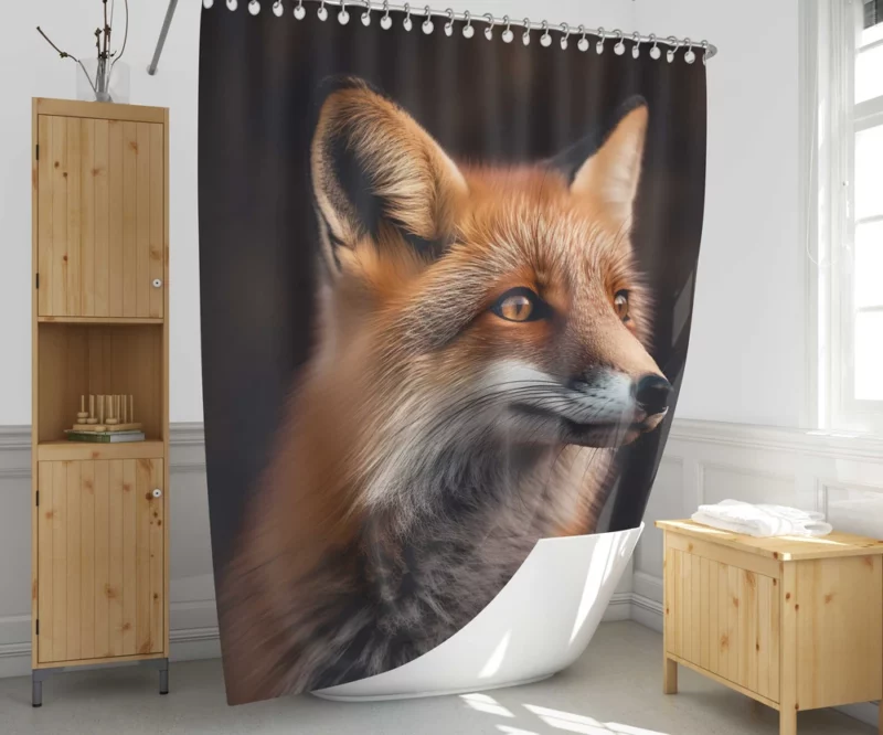 Red Fox Close-Up Shower Curtain 1