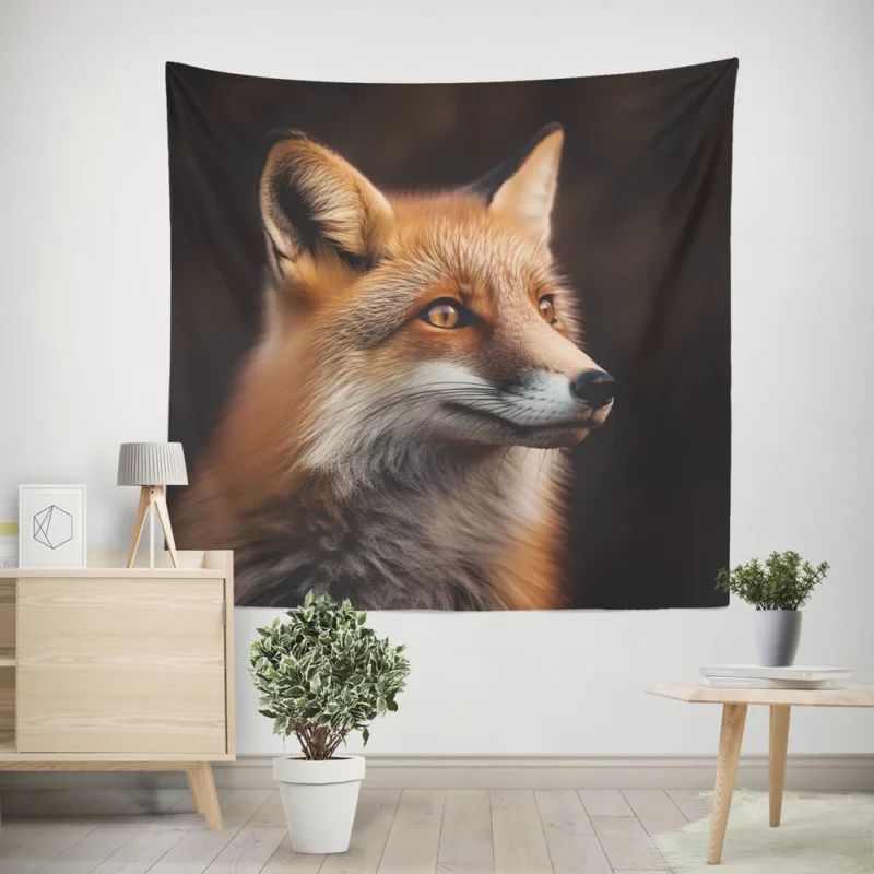 Red Fox Close-Up Wall Tapestry