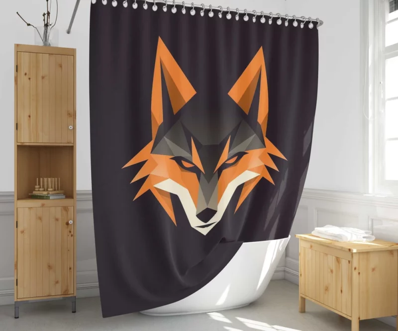 Red Fox Head Black Close-up Shower Curtain 1