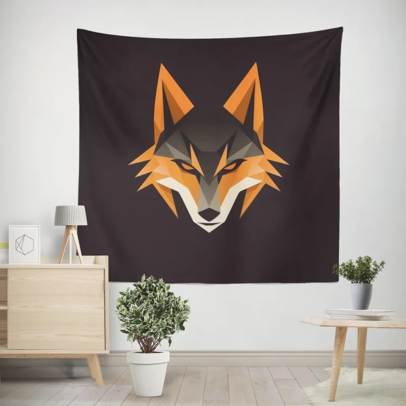 Red Fox Head Black Close-up Wall Tapestry