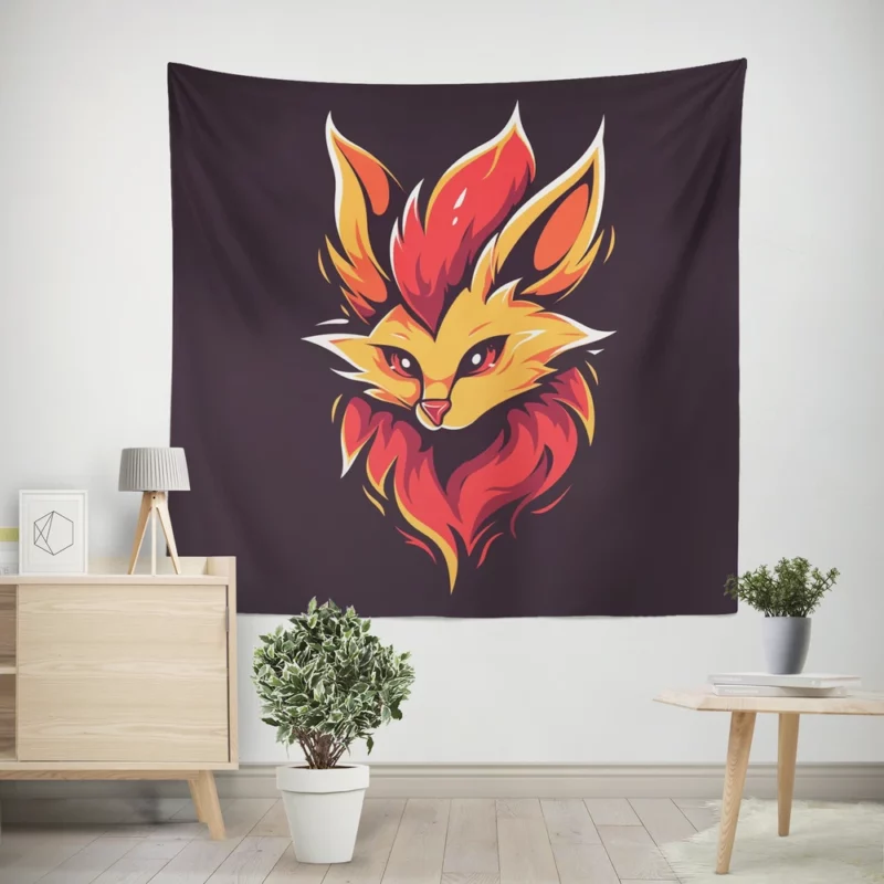 Red Fox Head Close-Up Wall Tapestry