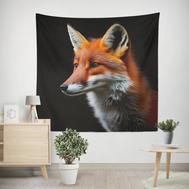 Red Fox in Darkness Wall Tapestry