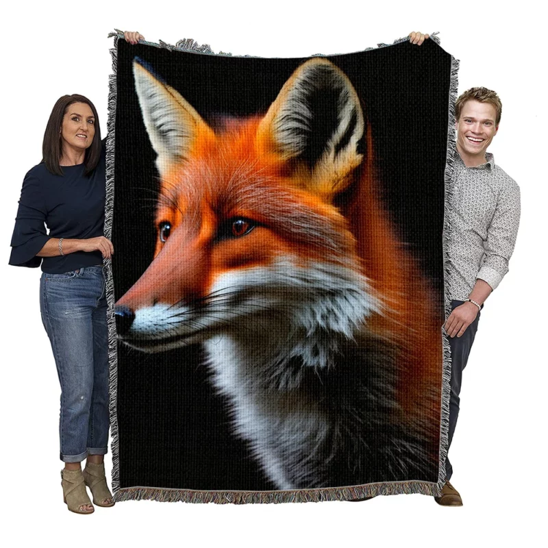 Red Fox in Darkness Woven Blanket
