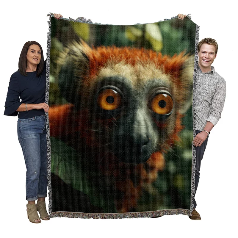 Red-Fronted Lemur Botanical Fusion Woven Blanket