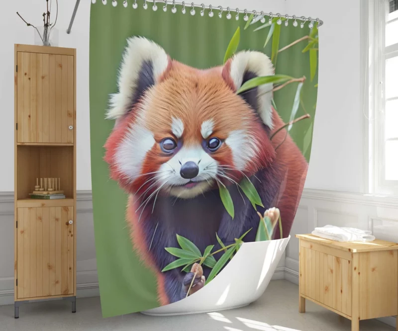 Red Panda Amongst Lush Bamboo Shower Curtain 1