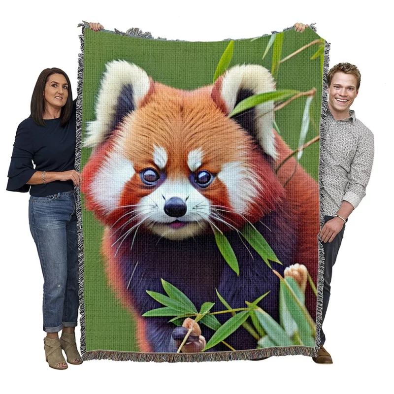 Red Panda Amongst Lush Bamboo Woven Blanket