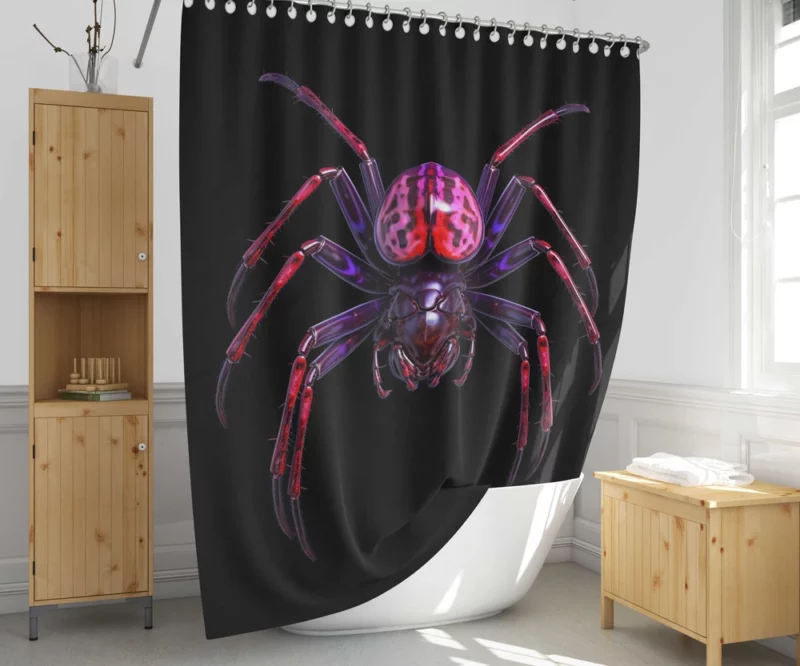 Red and Black Spider Shower Curtain 1