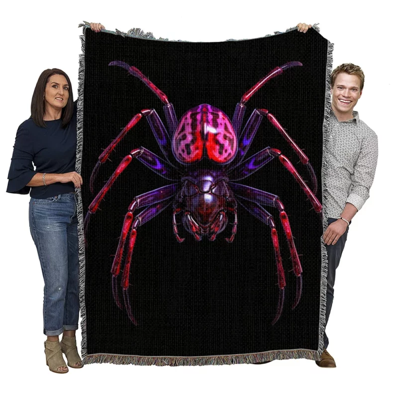 Red and Black Spider Woven Blanket