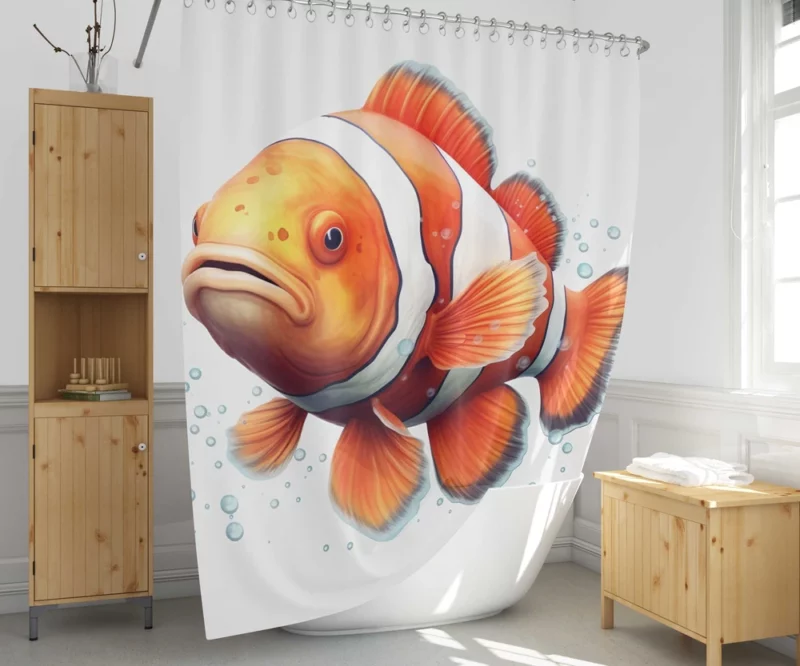 Red and White Clownfish Shower Curtain 1