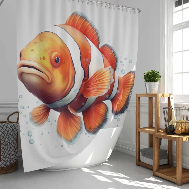 Red and White Clownfish Shower Curtain